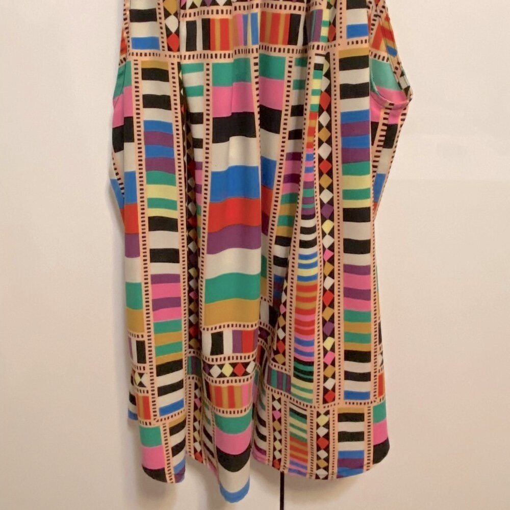 Designer Super Colorful African-Vibe Print Silk Tank with Spagetti Strap